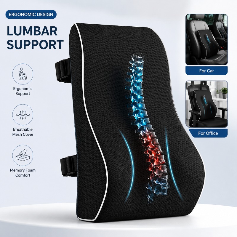Office Furniture Heaven - Memory Foam Lumbar Support Cushion Adjustable